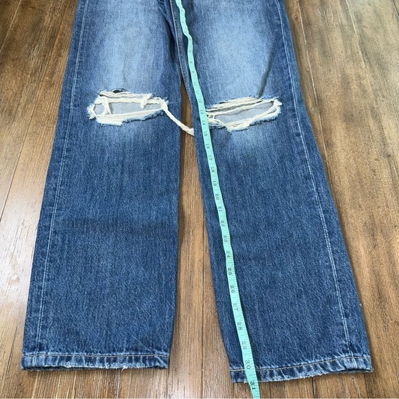 Levi’s Low Pro Straight Leg Jeans Baggy 90s Mid Rise Blue Ripped Torn - Picture 9 of 11